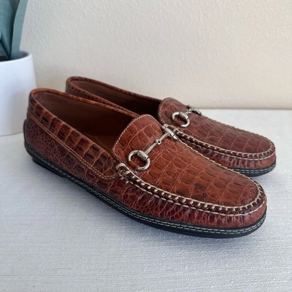 T.B. Phelps Brown Croco Leather Classic Loafers Men’s 9M T.B. Phelps main image 2